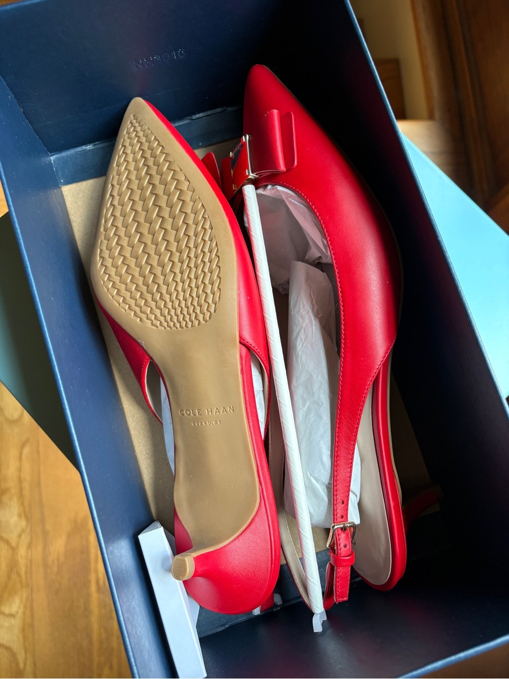 New in Box Cole Haan Tali Bow Sling Heel Red 10B - Picture 5 of 6